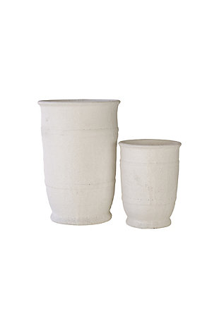 Set of Two White Ceramic Vases, , rollover