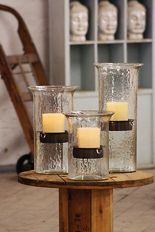 Original Glass Candle Cylinder W Rustic Insert - Large, , rollover