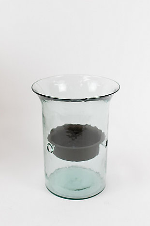 Original Glass Candle Cylinder W Rustic Insert - Small, , large
