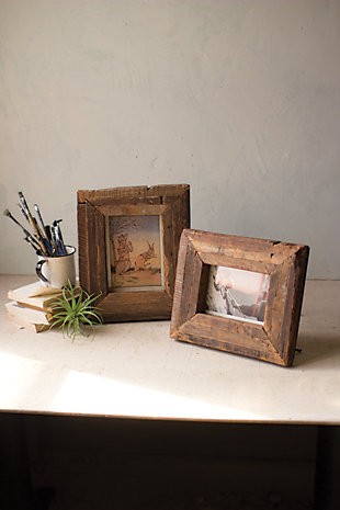 Set of Two Recycled Wooden Photo Frames, , rollover