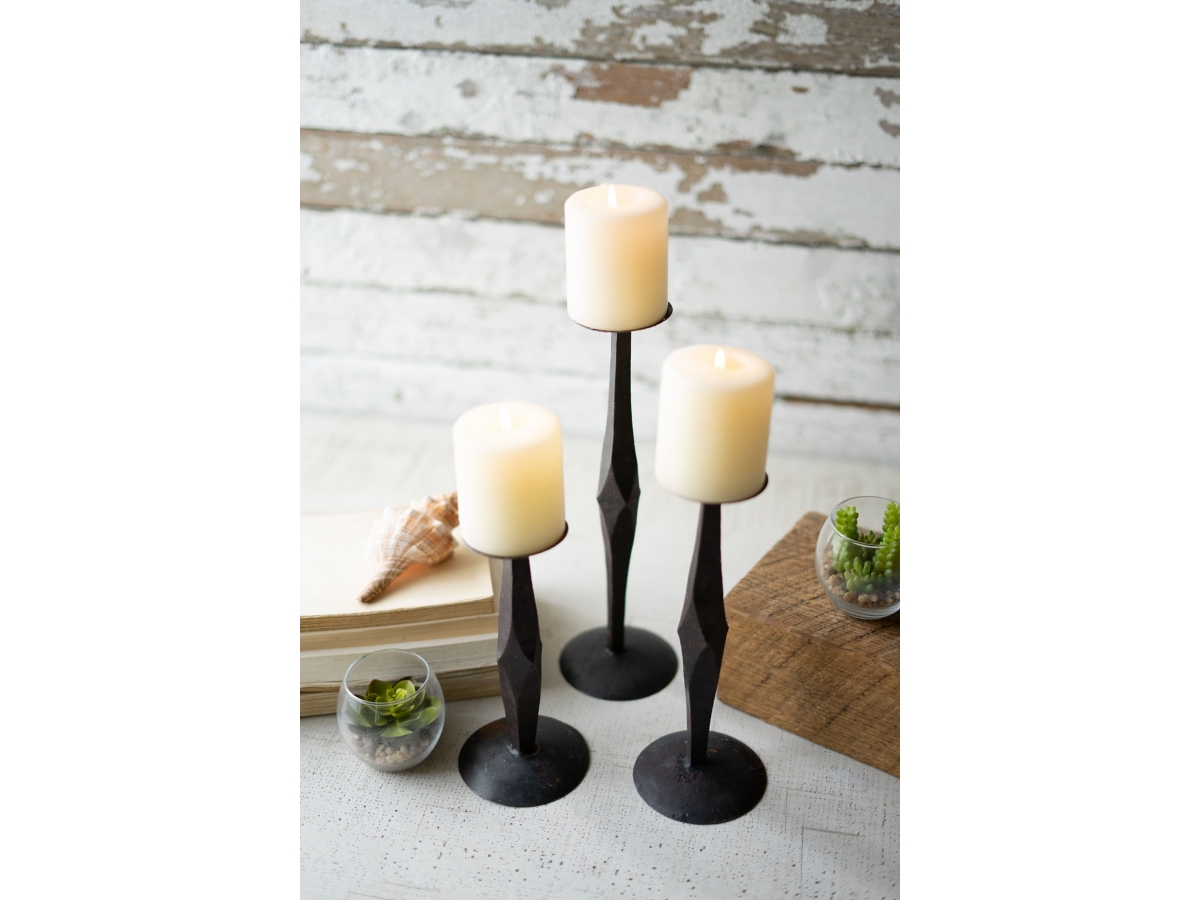 Hand Forged Iron Candle Stand Set of 3