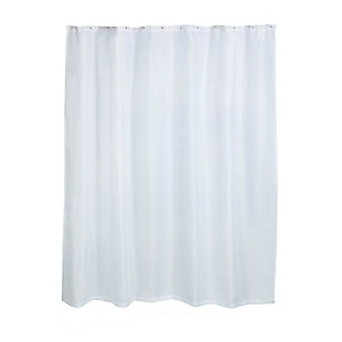 Great on its own or when protecting a decorative shower curtain, this fabric liner keeps water in the shower and off of the floor. Grommets are rust proof metal and the liner is mildew resistant. Weighted Full size of shower liner is 70"L x 72"W.Mildew-resistant | Sturdy rust-resistant metal grommets | Weighted hem