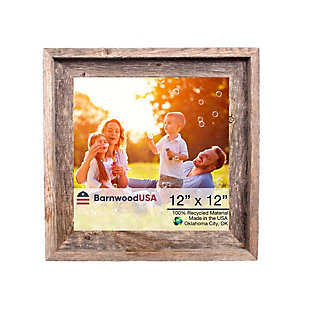Rustic Farmhouse 12 X 12" Picture Frame - 100% Reclaimed Wood, Natural Weathered Gray, , large