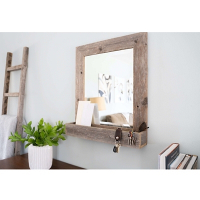 Reclaimed Wood Shelf, Large Wood Mirror With Shelf