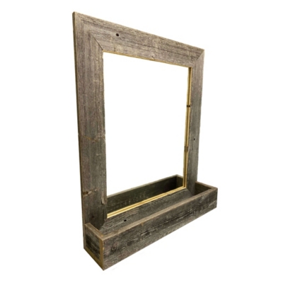 Large Farmhouse 16 X 20" Mirror With Reclaimed Wood Shelf, , large
