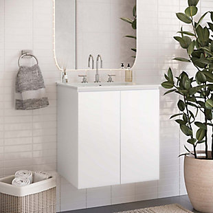 Bryn 24" Wall-Mount Bathroom Vanity, White, rollover