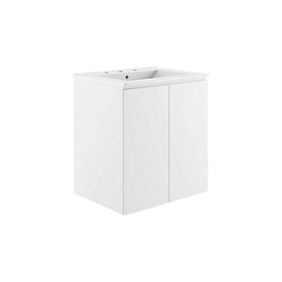 Bryn 24" Wall-Mount Bathroom Vanity, White, large