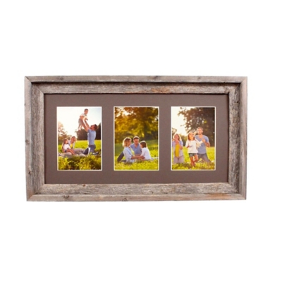 Abstract Opening Picture Frame - 100% Up-cycled Reclaimed Wood Frame (three 5 X 7" Photos), , large