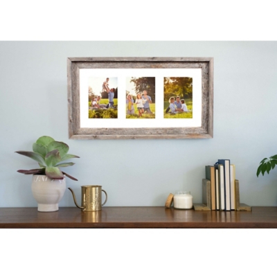 Abstract Opening Picture Frame - 100% Up-cycled Reclaimed Wood Frame (three 5 X 7" Photos), , rollover