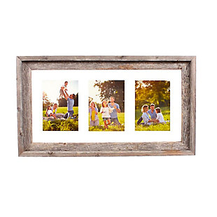 Abstract Opening Picture Frame - 100% Up-cycled Reclaimed Wood Frame (three 5 X 7" Photos), , large