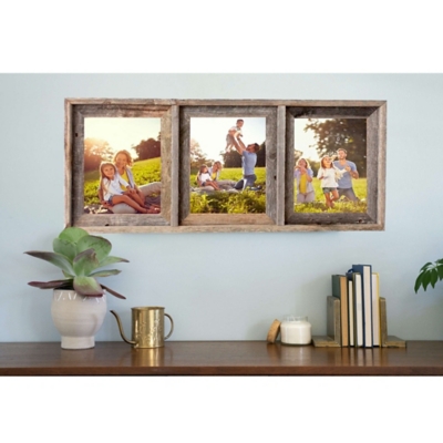 Abstract Opening Picture Frame - 100% Up-cycled Reclaimed Wood Frame (three 8 X 10" Photos), , large