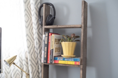 Brown 5 Ft. Rustic Decorative Wooden Display Ladder - 100% Reclaimed Wood, Light Brown