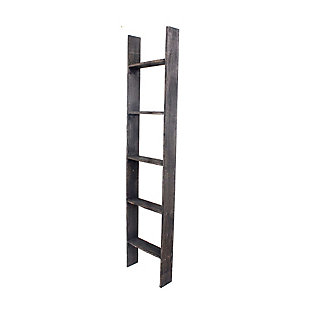 Black 5 Ft. Rustic Farmhouse Blanket Ladder - 100% Recycled And Reclaimed Wood, Black, large