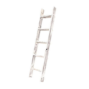 White 5 Ft. Rustic Farmhouse Blanket Ladder - 100% Recycled And Reclaimed Wood, White, large