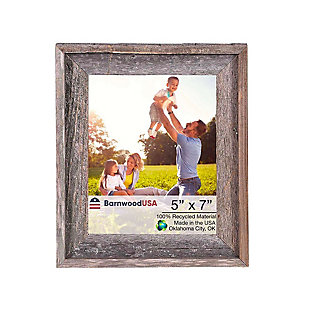 Abstract Rustic Farmhouse Style Rustic 5 X 7" Picture Frame - 100% Reclaimed Wood, Natural Weathered Gray, , large
