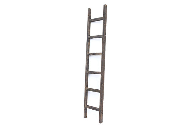 If you’ve been searching for that perfect piece of rustic home decor, then these wooden ladder shelves will make a wonderful addition to your collection. Made right here in the USA, each of these pieces is handcrafted from reclaimed and recycled wood, so you can beautify your home without harming a single tree. Since each accent is hand-made, no two ladders in the world are identical. Each has its own distinct character, so you’ll have a one-of-a-kind ladder shelf whether you choose white, black, brown, red, turquoise or weathered gray.Rustic ladder shelf 6 foot long | Comes fully assembled.  these rustic ladder shelves measure 6' long, 12" wide, and 1.5" deep | Mount horizontally or vertically | You can hang ladder or lean against a wall. The possibilities are endless. | Made in usa from 100% recycled and reclaimed wood. Our products were once trees. Every imperfection is part of the story. Each product is handmade by our designers from reclaimed wood and will have unique character with possible small holes and splinters. These imperfections give you a one-of-a-kind handmade piece.