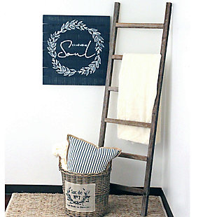 If you’ve been searching for that perfect piece of rustic home decor, then these wooden ladder shelves will make a wonderful addition to your collection. Made right here in the USA, each of these pieces is handcrafted from reclaimed and recycled wood, so you can beautify your home without harming a single tree. Since each accent is hand-made, no two ladders in the world are identical. Each has its own distinct character, so you’ll have a one-of-a-kind ladder shelf whether you choose white, black, brown, red, turquoise or weathered gray.Rustic ladder shelf 6 foot long | Comes fully assembled.  these rustic ladder shelves measure 72"h x 22"w x 1.5"d | Mount horizontally or vertically | You can hang ladder or lean against a wall. The possibilities are endless. | Made in usa from 100% recycled and reclaimed wood. Our products were once trees. Every imperfection is part of the story. Each product is handmade by our designers from reclaimed wood and will have unique character with possible small holes and splinters. These imperfections give you a one-of-a-kind handmade piece.