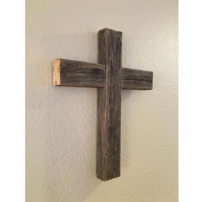 Recycled Wood Decorative 12x15x2" Cross, Weathered Gray, Gray, rollover