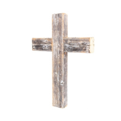 Recycled Wood Decorative 12x15x2" Cross, Weathered Gray, Gray, large