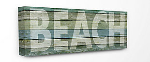 Faded Beach Colored Planked Look Oversized Stretched Canvas Wall Art, 13 X 30, Multi, large