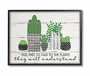 Feel Free To Talk Cacti Succulents 24x30 Black Frame Wall Art, Green, large