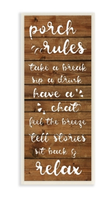Stupell Industries Porch Rules Rustic Neutrals Sit Back and Relax Wall Art, Multi