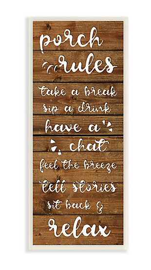 Porch Rules Rustic Neutrals Sit Back And Relax 7x17 Wall Plaque, , large