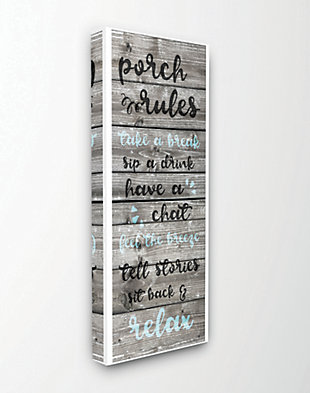 Porch Rules Rustic Blue Sit Back And Relax 20x48 Canvas Wall Art, Multi, large