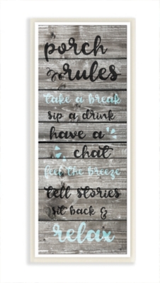 Porch Rules Rustic Blue Sit Back And Relax 7x17 Wall Plaque, , large