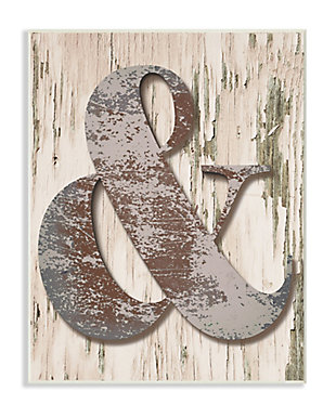 Distressed Wood And Patina Ampersand 10x15 Wall Plaque, , large