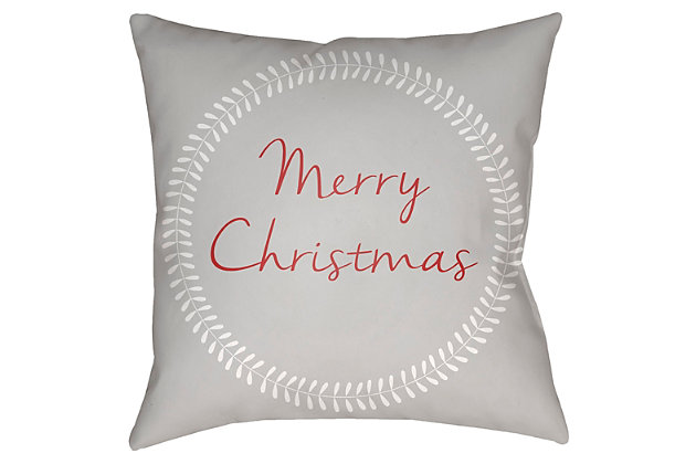 Designed for indoor-outdoor use, merry christmas accent pillow brings joy to holiday decorating. Weather-safe durability means more merriment wherever you see fit.Polyester cover | Polyester fill | Safe for outdoor use | Antimicrobial; made for indoor/outdoor use | Made in u.s.a. | Spot clean