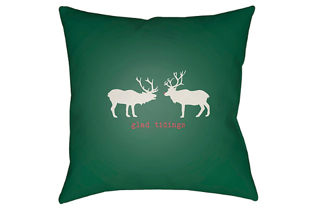 An endearing seasonal touch. Whether gracing an indoor or outdoor space, this reindeer accent pillow puts the accent on naturally beautiful style.Polyester cover | Polyester fill | Safe for outdoor use | Antimicrobial; made for indoor/outdoor use | Made in u.s.a. | Spot clean