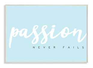Passion Never Fails White On Light Blue Typography 13x19 Wall Plaque, Multi, large
