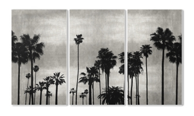 Black And White Photography Palm Tree Silhouette Scene 3pc Set 11x17 Canvas Wall Art, Multi, large