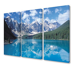 Canadian Lake And Mountain Landscape Triptych 3pc 16x24 Canvas Wall Art, Multi, large