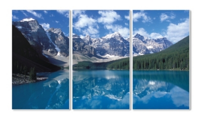 Canadian Lake And Mountain Landscape Triptych 3pc 11x17 Canvas Wall Art, Multi, large
