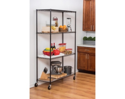 TRINITY 4-Tier 48x18x72 Wire Shelving with Liners & Wheels, , large