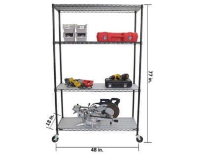 TRINITY 5-Tier Outdoor Wire Shelving Rack with Wheels, 48 x 18 x