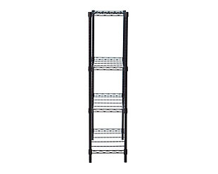 This four-tier wire shelving rack is perfect for kitchen or home use. With a 350-pound weight capacity per shelf on feet levelers, it can hold any of your books, kitchenware or household items. Assembly requires no tools and uses a slip-sleeve locking system, allowing personal configuration.Made of metal with dark bronze powdercoat finish | 4 adjustable shelves | Weight capacity (evenly distributed) 350 lbs. per shelf, 1,400 lbs. total | NSF certified | Easy assembly (no tools required)