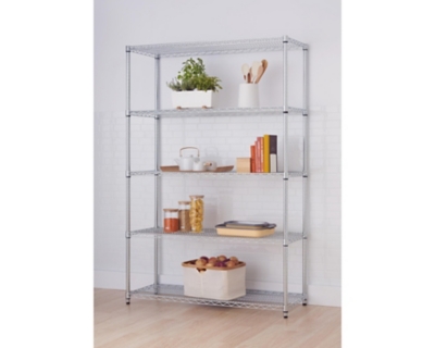 TRINITY EcoStorage™ 5-Tier Wire Shelving, Chrome