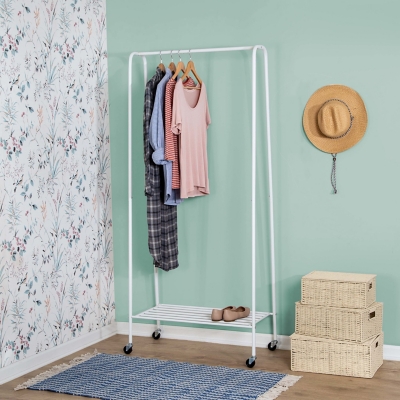 Honey-Can-Do Rolling Garment Rack with Shoe Shelf, , rollover