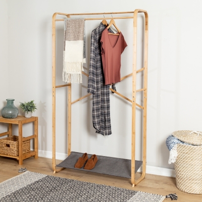 Honey-Can-Do Bamboo Garment Rack with Shoe Shelf, , rollover