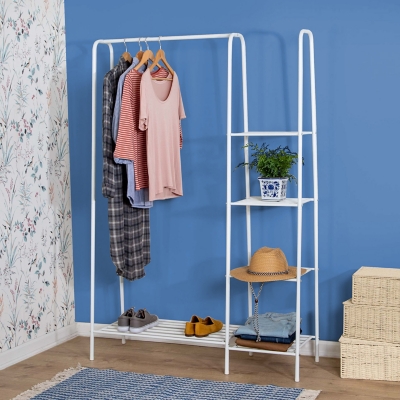 Honey-Can-Do Free Standing Closet with Shelves, White