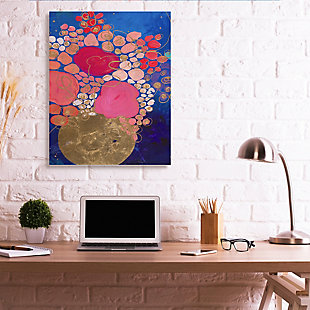 Abstract Whimsical Flower Vase 36x48 Canvas Wall Art, Blue, rollover