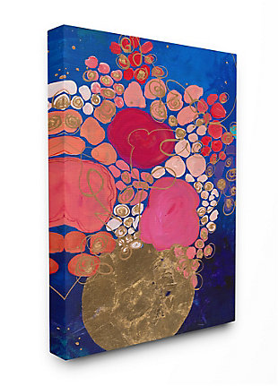 Abstract Whimsical Flower Vase 36x48 Canvas Wall Art, Blue, large