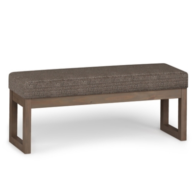 Milltown Large Bench in Mink Brown Tweed Fabric, Dark Brown/Beige, large