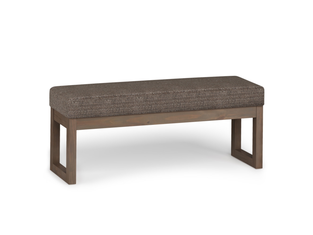 Milltown Large Bench in Mink Brown Tweed Fabric, Dark Brown/Beige, large