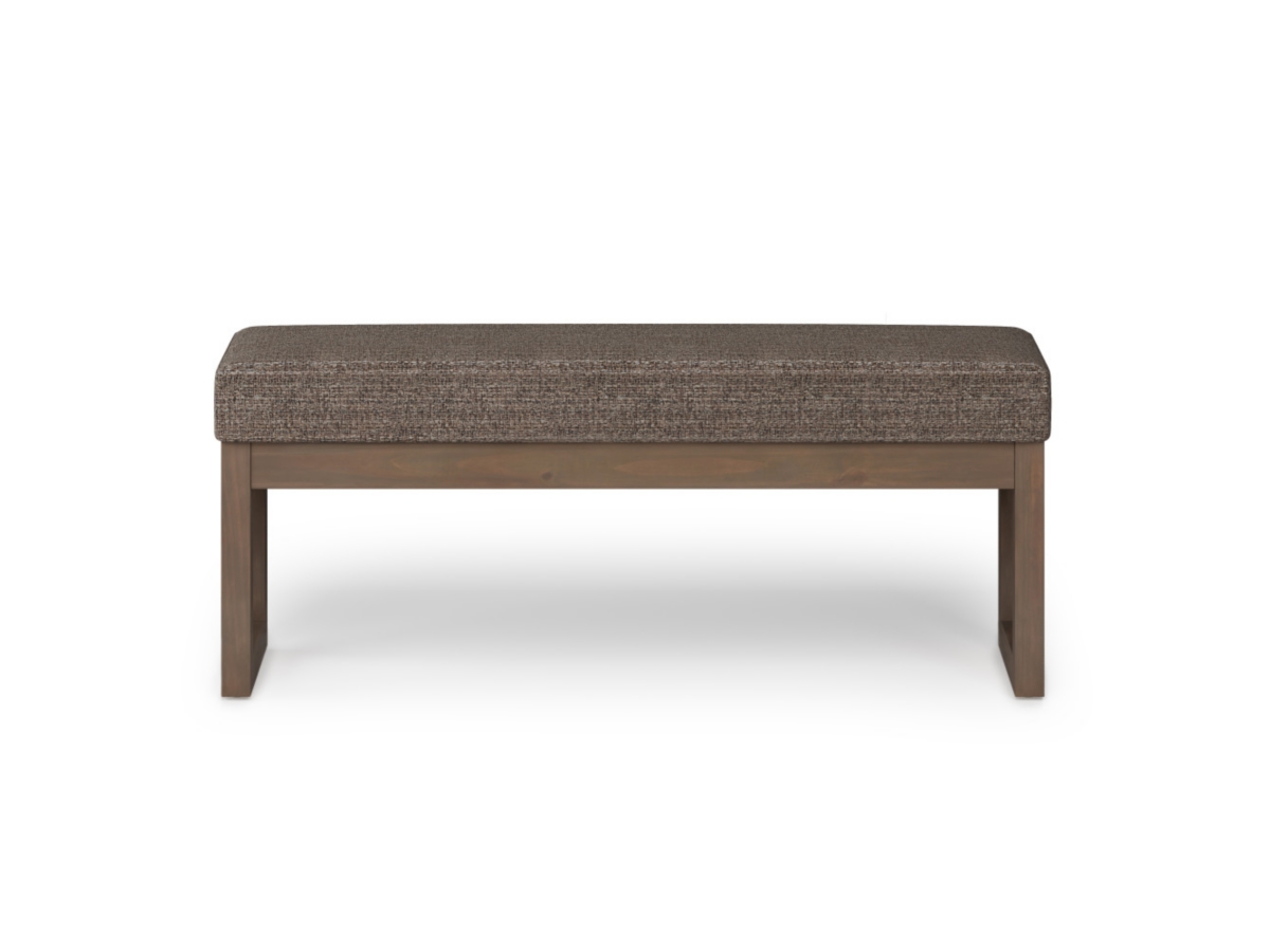 Milltown Large Bench in Mink Brown Tweed Fabric, Dark Brown/Beige, large