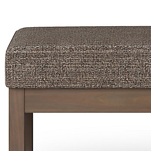 Update your living space with the Milltown Ottoman Bench. Its clean modern style will add a fresh look to your space. Made with durable, high quality Mink Brown Tweed Fabric for a luxurious feel. This sleek ottoman features a narrow profile which is ideal for an entryway or at the end of a bed and is available in two sizes, making it suitable for just about any room in your home.; Efforts are made to reproduce accurate colors, variations in color may occur due to computer monitor and photography; At Simpli Home we believe in creating excellent, high quality products made from the finest materials at an affordable price. Every one of our products come with a 1-year warranty and easy returns if you are not satisfiedDIMENSIONS:  14.4" D x 44.1" W x 18.3" H; Constructed using solid wood, plywood, foam | Upholstered with Mink Brown Tweed Fabric | Versatile design; Simple assembly; just attach legs | Solid wood framed driftwood color ottoman base and legs; Multi-Functional can be used in living room, family room, entryway or bedroom