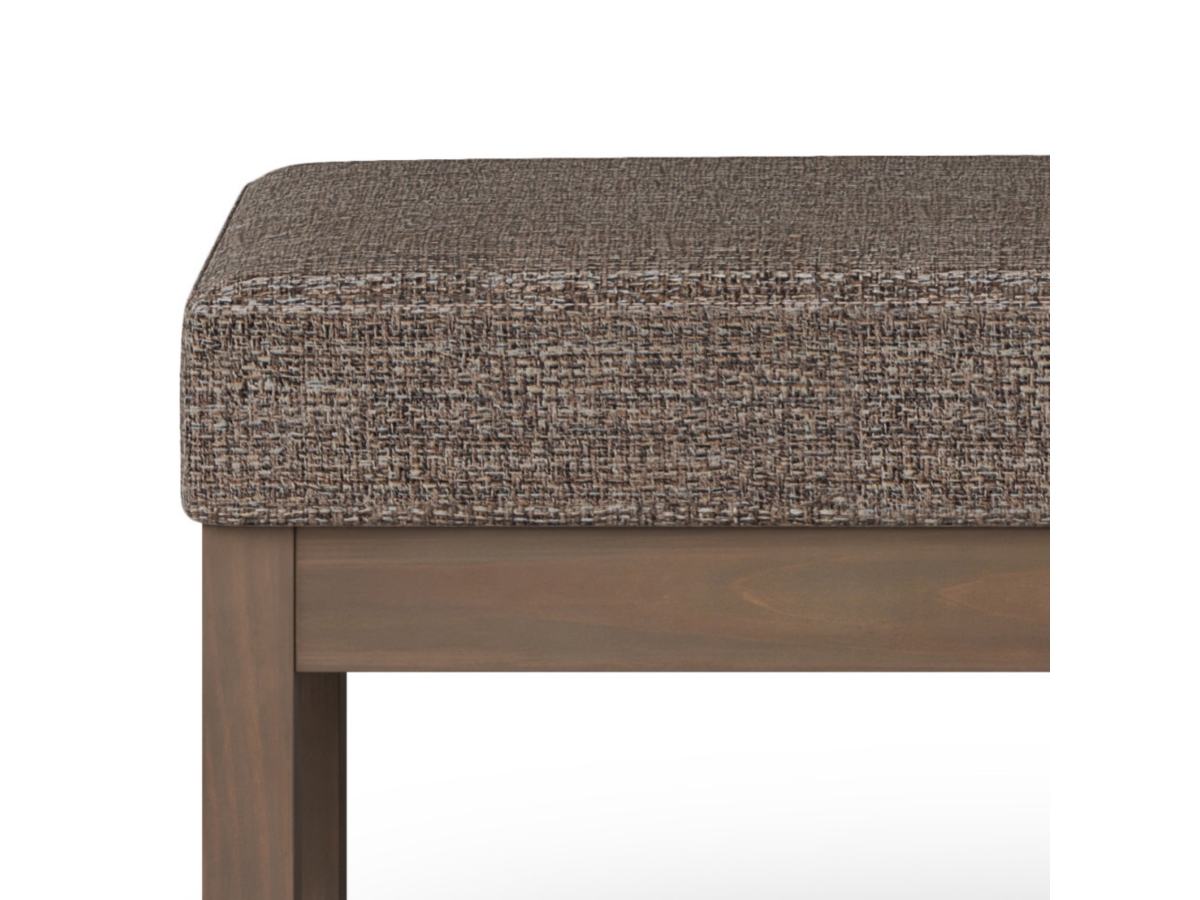 Milltown Large Bench in Mink Brown Tweed Fabric, Dark Brown/Beige, large